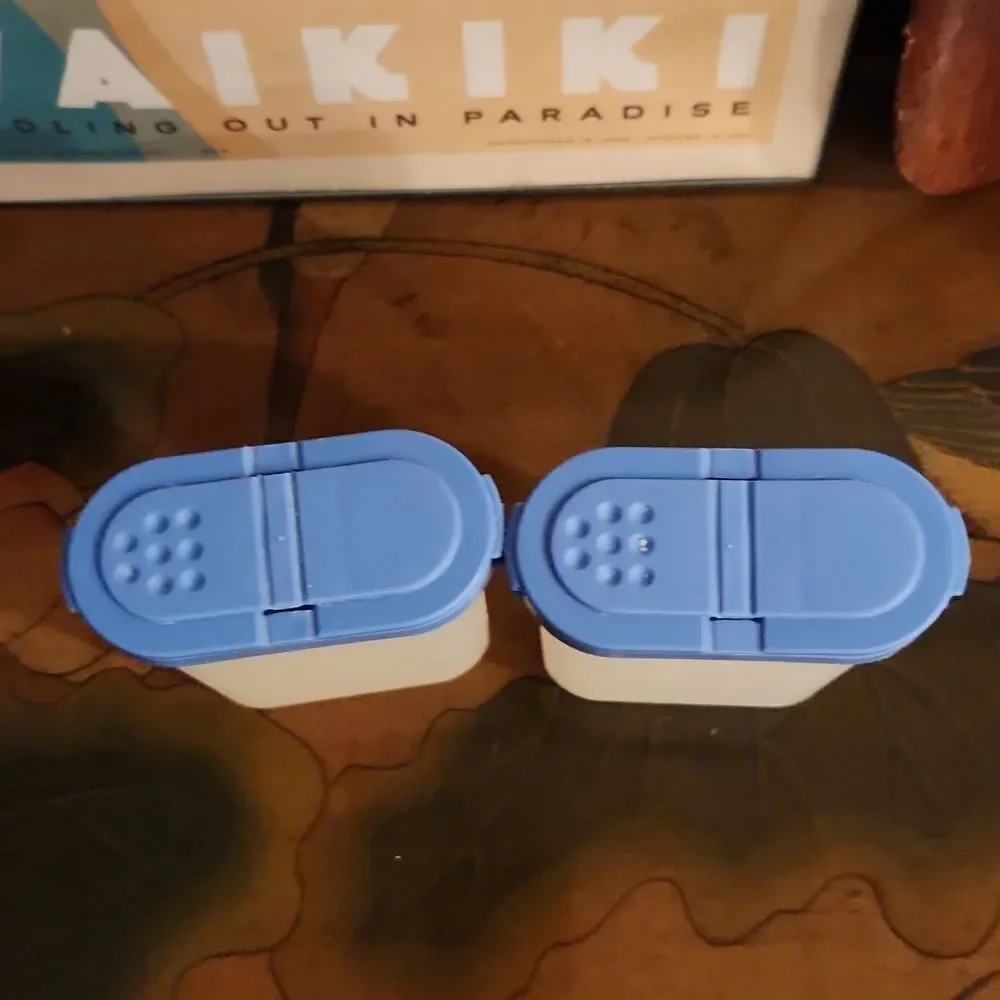 Tupperware Spice Shaker Container Set of 2 Blue Lids